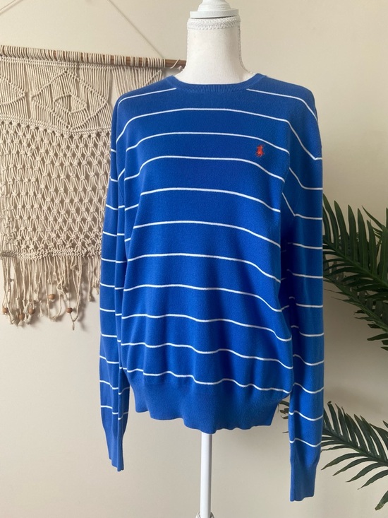 Polo Ralph Lauren Other - Polo Ralph Lauren Vintage Men’s Medium Pima Cotton Blue Striped Sweater Crewneck